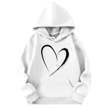 Womens Heart Hoodies Fashion Casual Loose Printed Off Shoulder Sleeves Long Sleeved Hooded Sweatshirt Tops