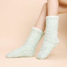 Knee-High Fuzzy Crew Socks for Women – Super Warm Coral Fleece Slipper Socks, Soft & Cozy Winter Home Socks