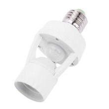 360 IR PIR Motion Sensor LED Bulb Holder E27, AC110-220V, E26/E27 Auto On/Off, Indoor/Outdoor Compatible