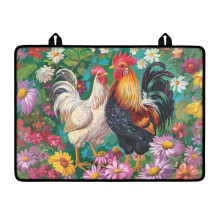 Glass Cooktop Cover – Heat-Resistant Decorative Stove Top Protector with Hanging Loops, Rooster/Chicken/Daisy Design