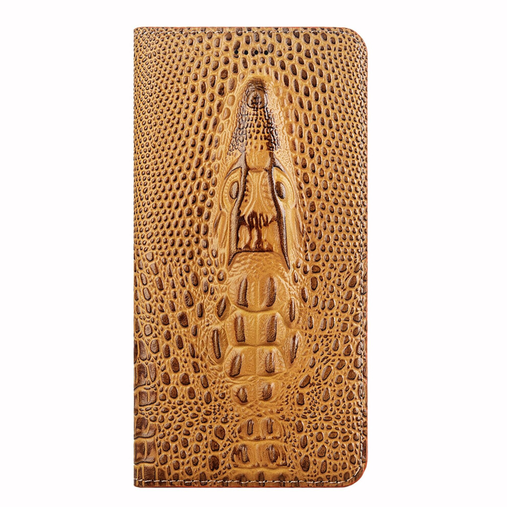 Leather Wallet Case For Samsung Galaxy S25 Ultra, 3D Crocodile Texture Magnetic Flip Cover Brown 9092120217742
