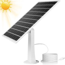 USB Solar Panel for Camera – 5V 8W Type-C Solar Charger, 10ft Waterproof Cable, Micro-USB & USB-C, IP66 Weatherproof, Wall Mount Included