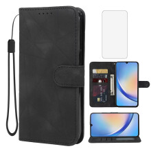 Wallet Case with Card Holder, Leather Flip Cover with Kickstand and Tempered Glass for Samsung Galaxy A34 5G