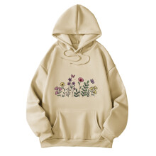 Dam Casual Hoodies Överdimensionerade Lös Passform Mode Blommigt Tryck Rund Hals Långärmade Tröjor För Vardagsbruk Dam Trendig Grafisk Tröja