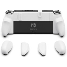 Skull & Co. NeoGrip Ergonomic Hard Shell with Replaceable Grips for Nintendo Switch OLED & Regular – White