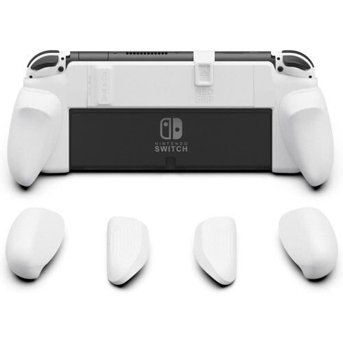 Skull & Co. NeoGrip Ergonomic Hard Shell with Replaceable Grips for Nintendo Switch OLED & Regular – White