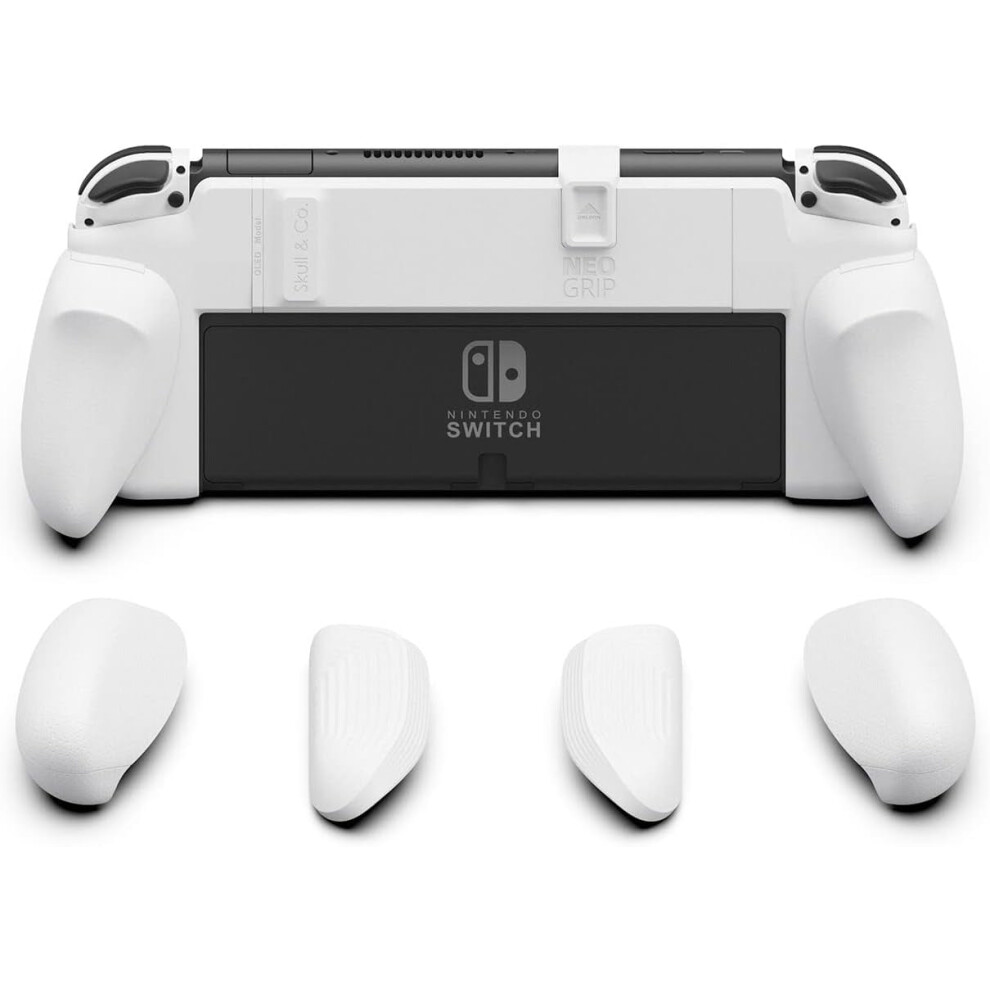 Skull & Co. Neogrip Ergonomic Hard Shell With Replaceable Grips For Nintendo Switch Oled & Regular Â White 9028731624570