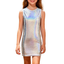 Piger Glitrende Pailletter Kjole Karneval Ærmeløs Skinnende Slim Fit Casual Fest Minikjole Til Børn 2-15 År Stilfulde Kjoler