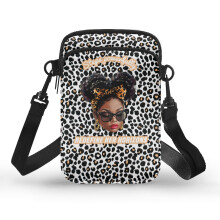 Redefine Horizons Leopardfärgad axelremsväska för kvinnor, justerbar axelrem, polyester, 2 lager