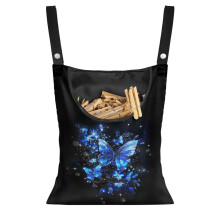 Floral Butterfly Clothespin Organizer Bag, Blue, Portable Outdoor Laundry Storage with Large Opening – 2 PCS