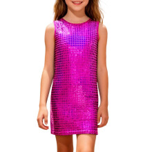 Piger Glitrende Pailletter Kjole Karneval Ærmeløs Skinnende Slim Fit Casual Fest Minikjole Til Børn 2-15 År Trendy Kjoler