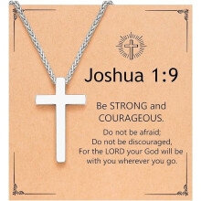 Black Cross Necklace for Men Stainless Steel 18-20 Inch