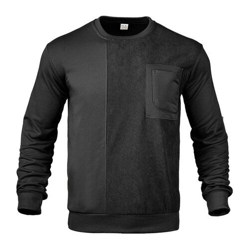 SYMOID Herren-Sweatshirt, Schwarz, Schlichter Pullover, Herbst/Winter
