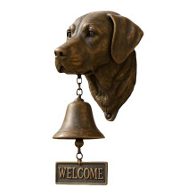 Sonnette murale vintage en métal DAMAI, motif Labrador Retriever, idéale pour porche, jardin ou porte d'entrée.
