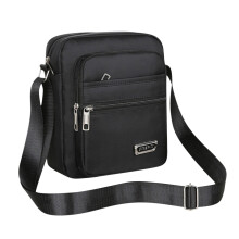 Rucsac crossbody cu fermoar cu șase straturi, impermeabil, cu un singur umăr, geantă de afaceri cu portofel, neagră