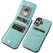 Compatible with iPhone 16 Case – Premium Leather Wallet with Card Holder, Magnetic Clasp, Kickstand & Heavy-Duty Protection (6.1")