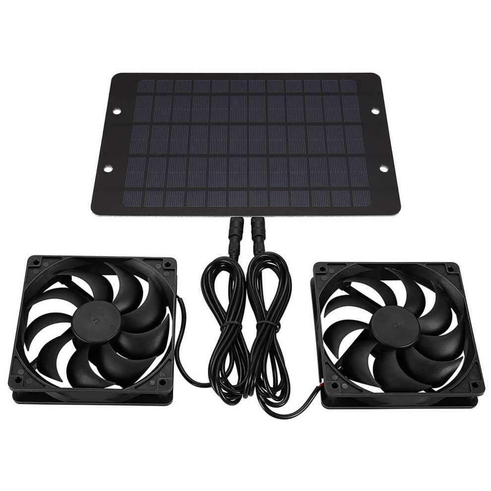 10W Solar Panel Fan Kit - Outdoor Air Ventilation Extractor For Greenhouses, Sheds, Pet Houses, Rv Vents 9028731002101