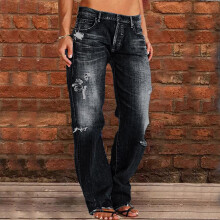 Jeans til dame, barrel jeans, rette jeans til dame, revne jeans med lav midje til dame, loungebukser til dame, svart S
