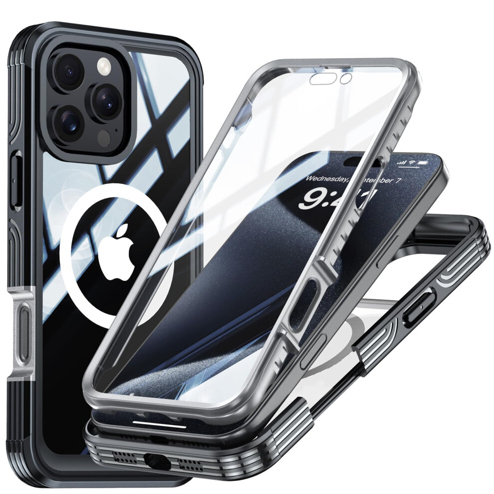Case Compatible With Magsafe Clear Militarygrade Protection With Builtin Tempered Glass For Iphone 16 Plus Black 9092120218930