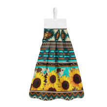 Southwest Aztec Hand Towels Set of 2, Sunflower Design, Highly Absorbent with Button Loop – Compatible with Bathroom & Kitchen