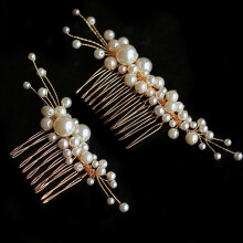 2 PCS Hair Comb Set Bride Hairpin Wedding Accessories Mother Golden