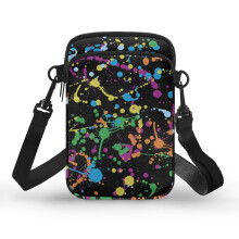 Splatter Paint Damväska med justerbar axelrem och dragkedja i polyester, 4,33 x 1,97 x 7,09 för unisex
