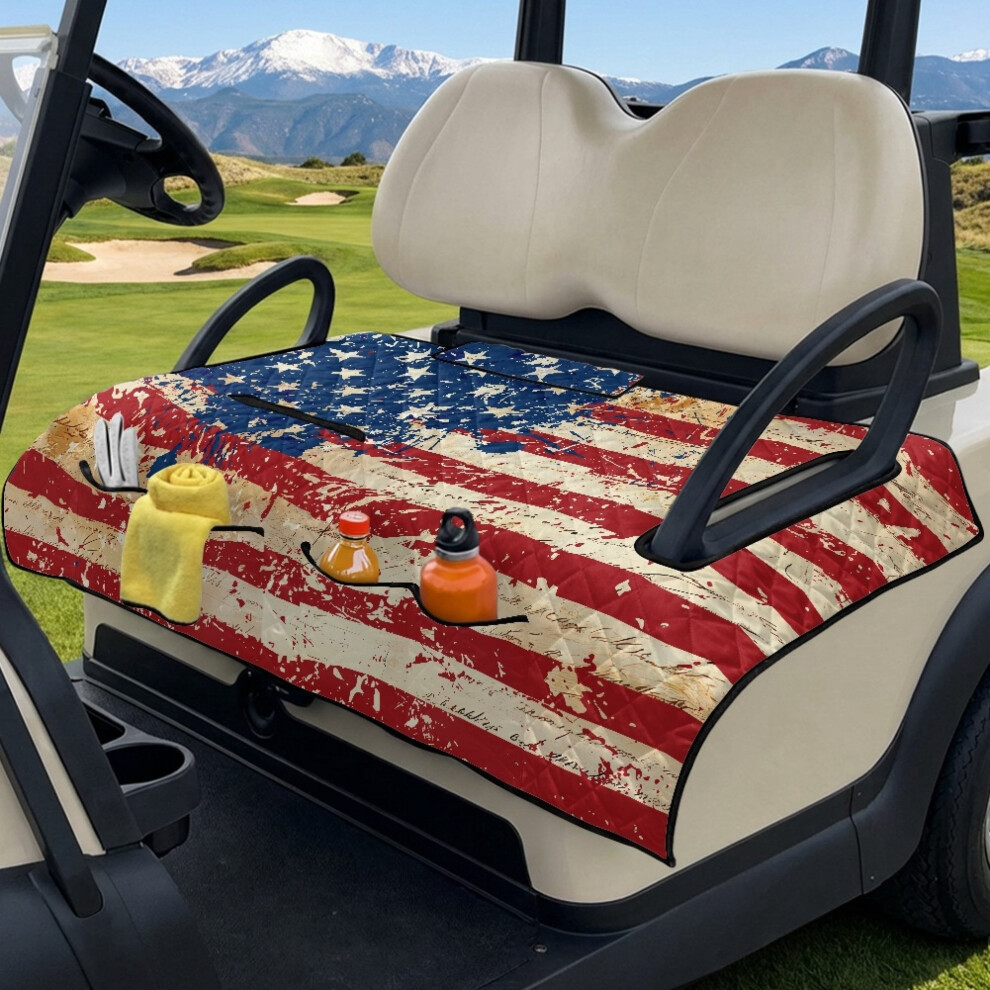 Golf Cart Seat Covers For 2 Seats, Compatible With Yamaha, Ezgo, Club Car Â Non-Slip, Patriotic American Flag Design 9028731921433