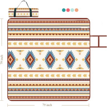 Couverture de pique-nique bohème PUMIER, tapis pliable imperméable et anti-sable de 200 x 200 cm pour le camping, le parc et les voyages –