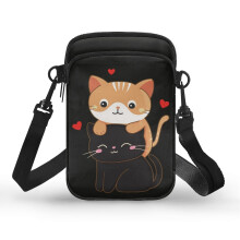 Axelväskor Stacked Cats in Love med justerbar rem Dam Crossbody-väska för unisex