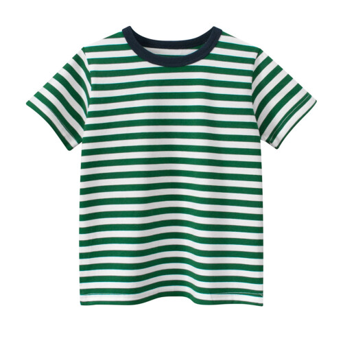 T-shirt da ragazzo a maniche corte in cotone a righe, ideale per l'estate.
