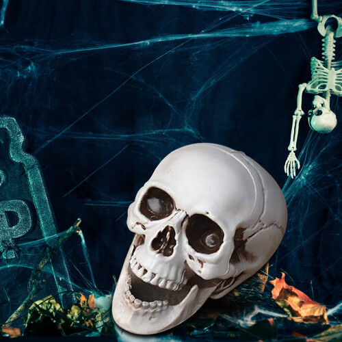 Realistic Plastic Halloween Skeleton Decorations, Mini Skull & Bone Models – Compatible with Halloween Props