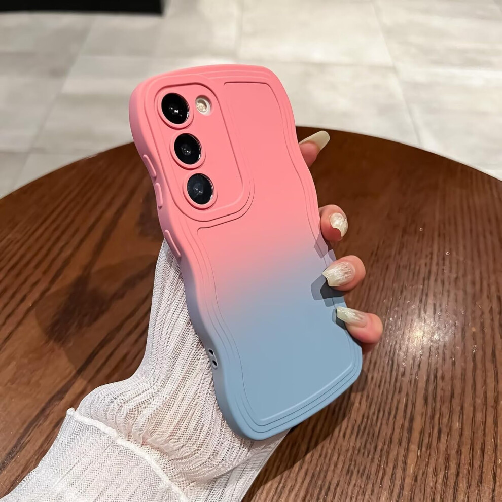 Gradient Curly Wave Shockproof Silicone Case For Galaxy A72 4G/5G Â Compatible With Samsung Galaxy A72 Pink/Blue 9479868060739