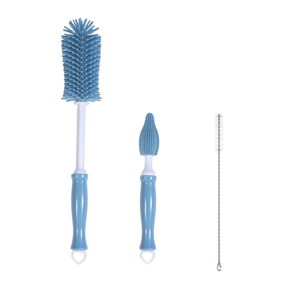 3-Piece Bottle Brush Set for Baby Bottles, Nipples & Straws – Rotating, Portable, Reusable – Compatible with Standard Bottles