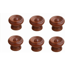 Decorative Knobs 6Pcs Solid Wood Furniture Handles Single Hole Wooden Cabinet Door Drawer Round Handles Beech Round Handles Dark Brown