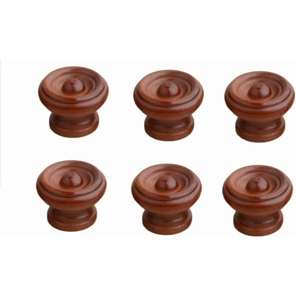 Decorative Knobs 6Pcs Solid Wood Furniture Handles Single Hole Wooden Cabinet Door Drawer Round Handles Beech Round Handles Dark Brown 9028731922010