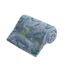 Manta luminosa que brilla en la oscuridad, manta infantil de dinosaurio luminoso para niños, manta de franela súper suave y cálida - Azul, 75 x 99