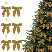 DAMAI 6 Pcs 3.5" Khaki Velvet Pretied Bows, Vintage Twist Tie Bows for Treat & Candy Bags