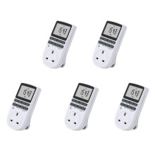 5X Uk Plug Digital Timer Plug Socket, Electrical Programmable Plug in Timer for Light, B and More