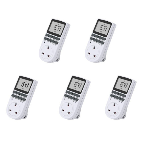 5X Uk Plug Digital Timer Plug Socket, Electrical Programmable Plug in Timer  for Light, B and More