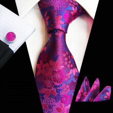 Men's Floral Print Tie, Pocket Square & Cufflinks Set
