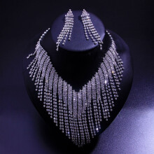 Wedding Bridal Party Jewelry Set Crystal Rhinestone Necklace & Earrings Set NEW
