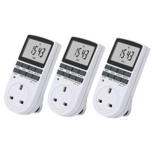 3X Uk Plug Digital Timer Plug Socket, Electrical Programmable Plug in Timer  for Light, B and More, 13A/2900W Max