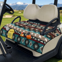 Golf Cart Seat Covers Teal Aztec Print 4 Pockets