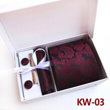 Men's Floral Paisley Tie Set with Pocket Square, Clip,