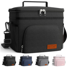 Große, isolierte Kühltasche mit 4 Fächern und verstellbarem Gurt, hält Speisen 7 Stunden kalt/6 Stunden warm, ideal für Arbeit, Picknick und
