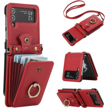 Wallet Phone Case Compatible with Samsung Galaxy Z Flip 4 5G (2022) – Crossbody Strap, Ring Stand, RFID Card Holder