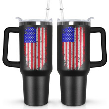 113 cl amerikansk flag-tumbler med hank – vakuumisoleret rustfrit stål, patriotisk gave til mænd, veteraner, politi, far, fars dag og den 4. dag