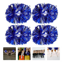 4Pcs Cheerleading Pom Poms Blue Silver Non Shedding and Lightweight for Dance Performances and Parties