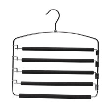 Trouser Hanger Space-Saving Hanger Multi-Layer Swing Arm Trouser Hanger Stainless Steel Space-Saving Hanger Closet Storage Organiser (Black 3 pcs)