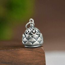 Sterling Silver Lotus Flower Pearl Harmony Cage Pendant F0213-default